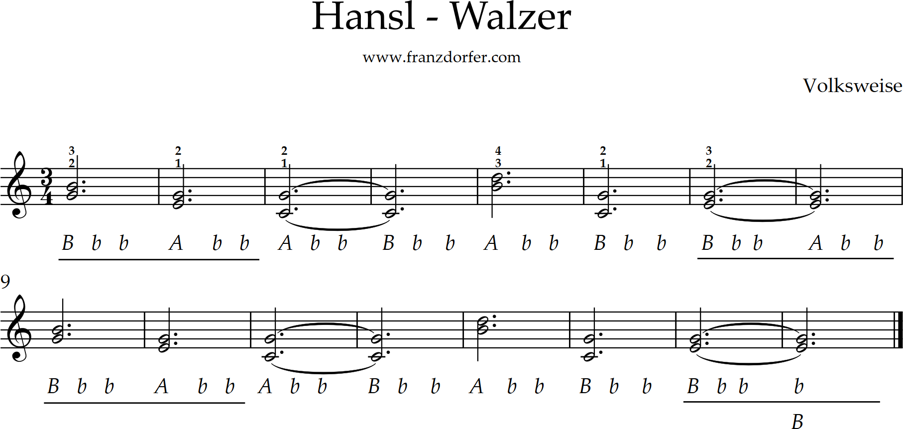 Hansl - Walzer, Griffschrift